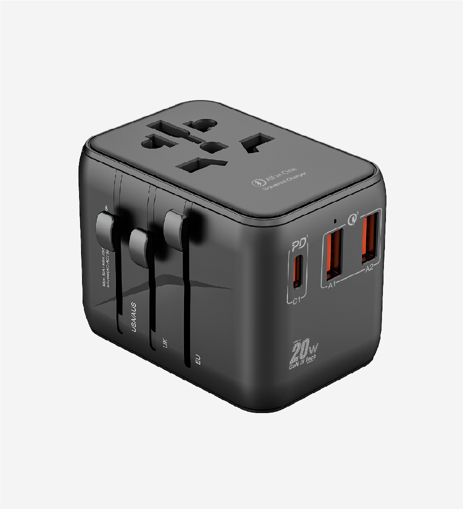 C325 GaN 3 Safe 20W International Travel Fast Charger Adapter