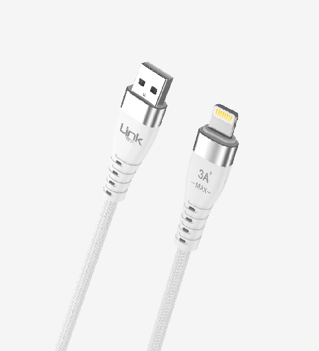 [LPK-K651] K651 Premium MFi Lisanslı 100cm 3A Örgülü Metal Başlı USB-A Lightning Şarj Kablosu