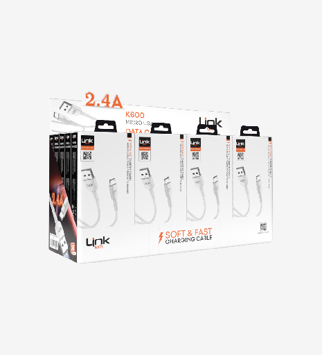 [LPK-K600/100PCS] K600 Safe 2.4A Mikro USB Şarj Kablosu 100'lü Paket