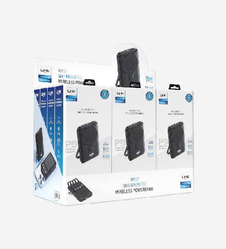 [LPB-WF27/12PCS] WF27 Mini Led Ekranlı Çoklu Kablolu 10000 mAh Wireless Şarjlı Powerbank 12'li Paket